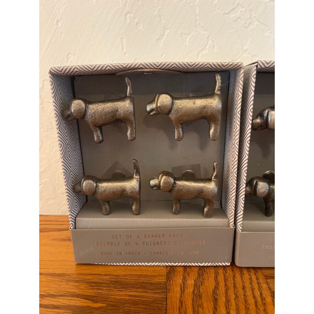 Metal vintage look dog drawer pulls 2 sets of 4 - Picture 2 of 3